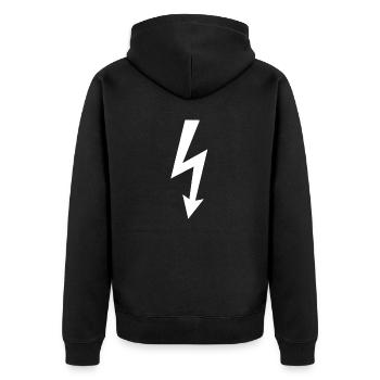 Logo de l’éclair - Veste à capuche bio Premium Unisexe - noir - Dos - Nico (187cm)