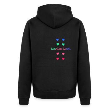 l’amour est l’amour, les cœurs, coloré, arc-en-ciel, l’amour - Veste à capuche bio Premium Unisexe - noir - Dos - Nico (187cm)