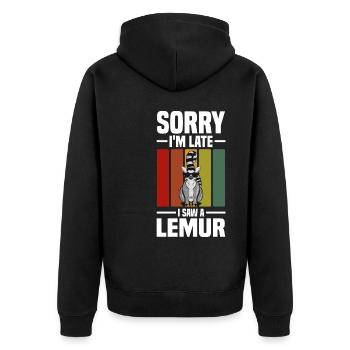 Lemur Liebhaber | Lemure Affe Afrika Geschenke - Unisex Premium Bio Zip Hoodie - Schwarz - Hinten - Nico (187cm)