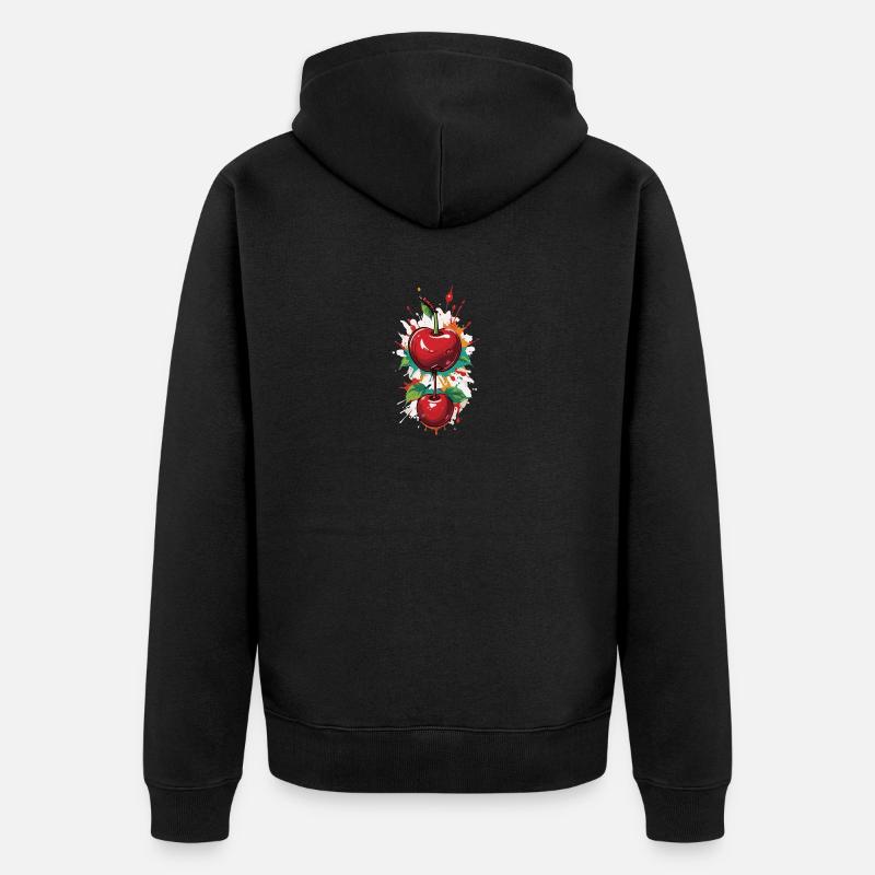 Red Cherry Cherries Cherries Cherry - Unisex Premium Organic Zip Hoodie - black