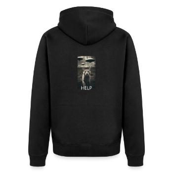 Chat Drôle Selfie Alien UFO Meme - Veste à capuche bio Premium Unisexe - noir - Dos - Nico (187cm)