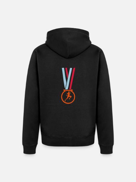 atletiek sprint kampioen medaille - Uniseks Premium bio ziphoodie - zwart