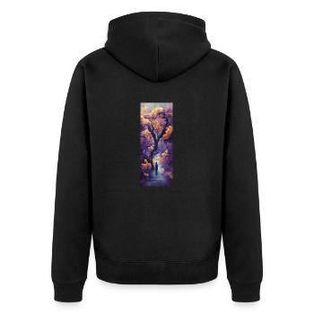 Man and the Tree - Unisex Premium Organic Zip Hoodie - black - Back - Nico (187cm)