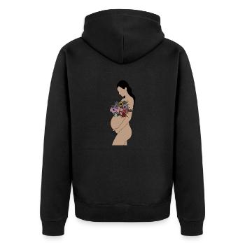 Schwanger - Unisex Premium Bio Zip Hoodie - Schwarz - Hinten - Nico (187cm)