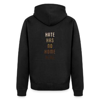 Hate has no home here - Unisex Premium Bio Zip Hoodie - Schwarz - Hinten - Nico (187cm)