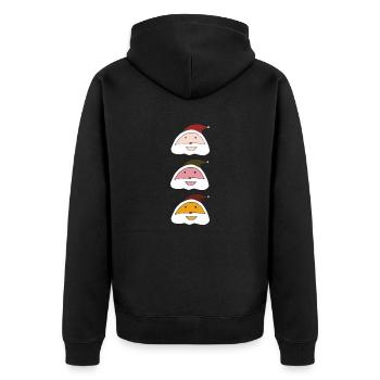 weihnachtsmann Drillinge - Unisex Premium Bio Zip Hoodie - Schwarz - Hinten - Nico (187cm)