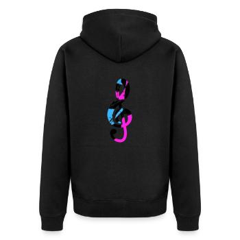 Musik Notenschlüssel Note Melodie Musiknote Sound - Unisex Premium Bio Zip Hoodie - Schwarz - Hinten - Nico (187cm)
