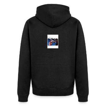 Box-Moment am Sonntag - Unisex Premium Bio Zip Hoodie - Schwarz - Hinten - Nico (187cm)
