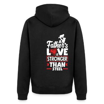 Stronger than Steel Father's Day Design for - Unisex Premium Bio Zip Hoodie - Schwarz - Hinten - Nico (187cm)