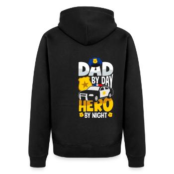Dad by Day Hero by Night Father's Day Design for - Unisex Premium Bio Zip Hoodie - Schwarz - Hinten - Nico (187cm)