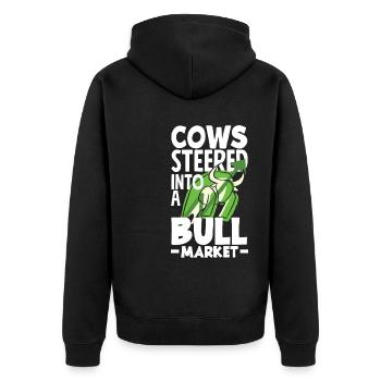 Les vaches se dirigent vers une journée des investisseurs sur le marché haussier - Veste à capuche bio Premium Unisexe - noir - Dos - Nico (187cm)