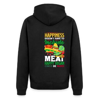 Happiness doesn't have to include meat Vegan - Unisex Premium Bio Zip Hoodie - Schwarz - Hinten - Nico (187cm)