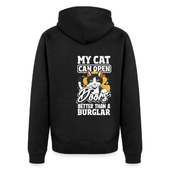 Melodic Pup Virtuoso Funny Alphabet Singing Dog - Unisex Premium Organic Zip Hoodie - black - Back - Nico (187cm)
