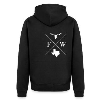 Fort Worth - Unisex Premium Bio Zip Hoodie - Schwarz - Hinten - Nico (187cm)