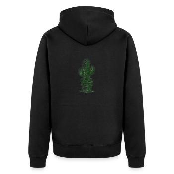 Kaktus-Western-Vintage-Logo - Unisex Premium Bio Zip Hoodie - Schwarz - Hinten - Nico (187cm)