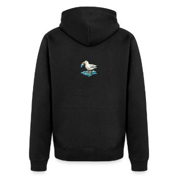 Moin Nordsee Vogel Möwe Polygon Fisch Angler Pier - Unisex Premium Bio Zip Hoodie - Schwarz - Hinten - Nico (187cm)