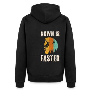 Klettern Klettersport Kletterer Kletterzubehör - Unisex Premium Bio Zip Hoodie - Schwarz - Hinten - Nico (187cm)