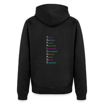 CAPRICORNE Créatif Ambitieux Prudent Responsable - Veste à capuche bio Premium Unisexe - noir - Dos - Nico (187cm)