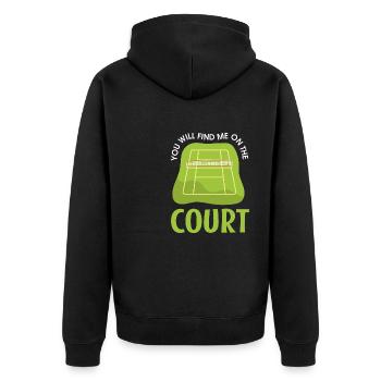 Tennis Court Ironic Saying Ball Sports Tennis - Unisex Premium Organic Zip Hoodie - black - Back - Nico (187cm)