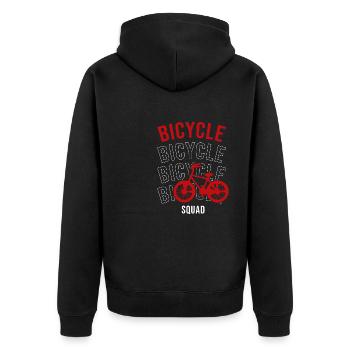 Bicycle Squad, Cardio, Radfahrer, Hobbysport - Unisex Premium Bio Zip Hoodie - Schwarz - Hinten - Nico (187cm)