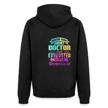 Derrière un médecin se cache un médecin épuisé - Veste à capuche bio Premium Unisexe - noir - Dos - Nico (187cm)