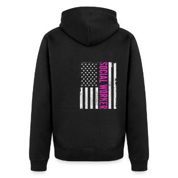 Travailleur social - American Patriot Patriotic Social - Veste à capuche bio Premium Unisexe - noir - Dos - Nico (187cm)