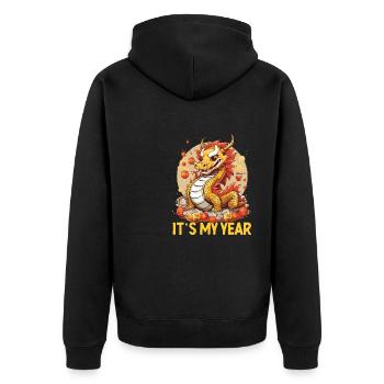 Year Of The Dragon Happy Chinese New Year 2024 - Unisex Premium Bio Zip Hoodie - Schwarz - Hinten - Nico (187cm)