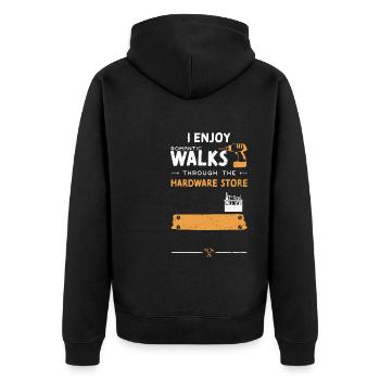 I Enjoy Romantic Walks Through T... - Unisex Premium Bio Zip Hoodie - Schwarz - Hinten - Nico (187cm)