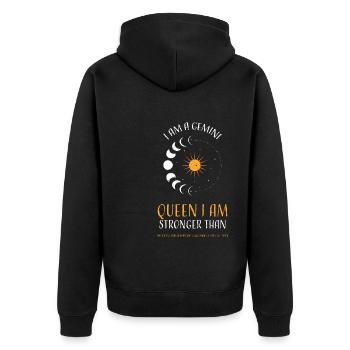 I Am A Gemini Queen I Am Stronge... - Unisex Premium Organic Zip Hoodie - black - Back - Nico (187cm)