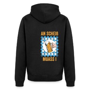 Trachten München Dirndl - Unisex Premium Bio Zip Hoodie - Schwarz - Hinten - Nico (187cm)