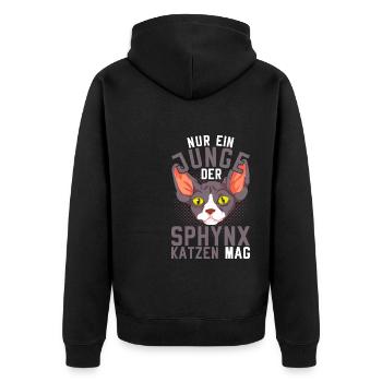 Okkult Nacktkatze Jungen Geschenk Sphynx Katze - Unisex Premium Bio Zip Hoodie - Schwarz - Hinten - Nico (187cm)