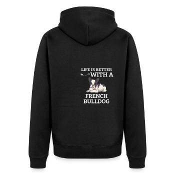 Frenchie Dogs Drôle Français Bulldog - Veste à capuche bio Premium Unisexe - noir - Dos - Nico (187cm)