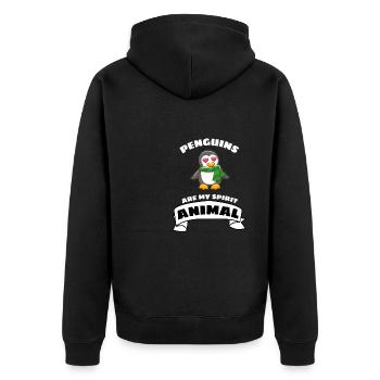 Tierliebhaber Herz Antarktis Tier Vogel Pinguin - Unisex Premium Bio Zip Hoodie - Schwarz - Hinten - Nico (187cm)
