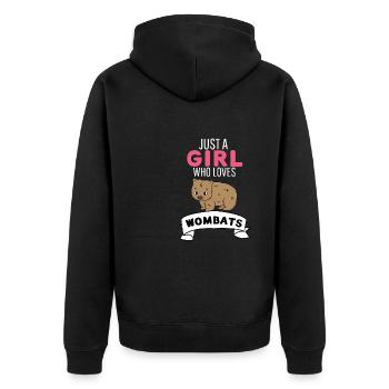 Australien Tier Mädchen Geschenk Niedlicher Wombat - Unisex Premium Bio Zip Hoodie - Schwarz - Hinten - Nico (187cm)