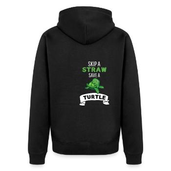 Ozean Tier Geschenk Rette eine Schildkröte - Unisex Premium Bio Zip Hoodie - Schwarz - Hinten - Nico (187cm)