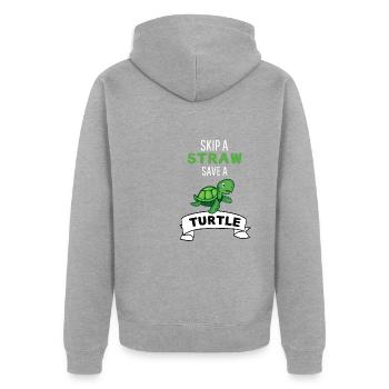 Ocean Animal Funny Gift Turtle - Unisex Premium Organic Zip Hoodie - heather grey - Back - Nico (187cm)
