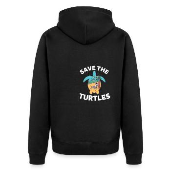 Vacances d’été Plage Animal Sauver les tortues - Veste à capuche bio Premium Unisexe - noir - Dos - Nico (187cm)
