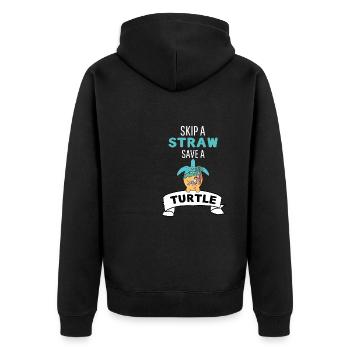 Fun Gift Summer Beach Turtle - Unisex Premium Organic Zip Hoodie - black - Back - Nico (187cm)
