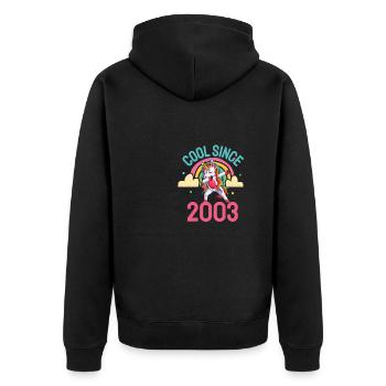 Cool depuis 2003 Dabbing Unicorn 19ème anniversaire - Veste à capuche bio Premium Unisexe - noir - Dos - Nico (187cm)