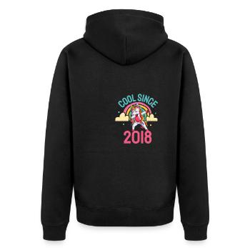 Cool since 2018 Dabbing Unicorn 4th Birthday - Unisex Premium Organic Zip Hoodie - black - Back - Nico (187cm)