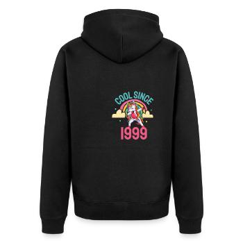 Cool seit 1999 Dabbing Einhorn 23. Geburtstag - Unisex Premium Bio Zip Hoodie - Schwarz - Hinten - Nico (187cm)