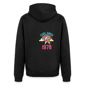 Cool since 1978 Dabbing Unicorn 44th birthday - Unisex Premium Organic Zip Hoodie - black - Back - Nico (187cm)