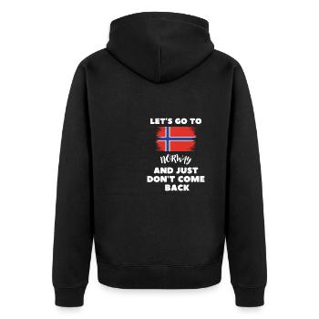 Norwegische Flagge Norweger Lustiges Norwegen - Unisex Premium Bio Zip Hoodie - Schwarz - Hinten - Nico (187cm)