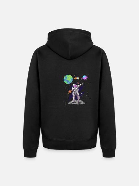 Dabbing Astronaute Planètes spatiales Astronomie - Veste à capuche bio Premium Unisexe - noir