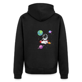 Astronaut Rocket Planet Space Astronomy - Unisex Premium Organic Zip Hoodie - black - Back - Nico (187cm)