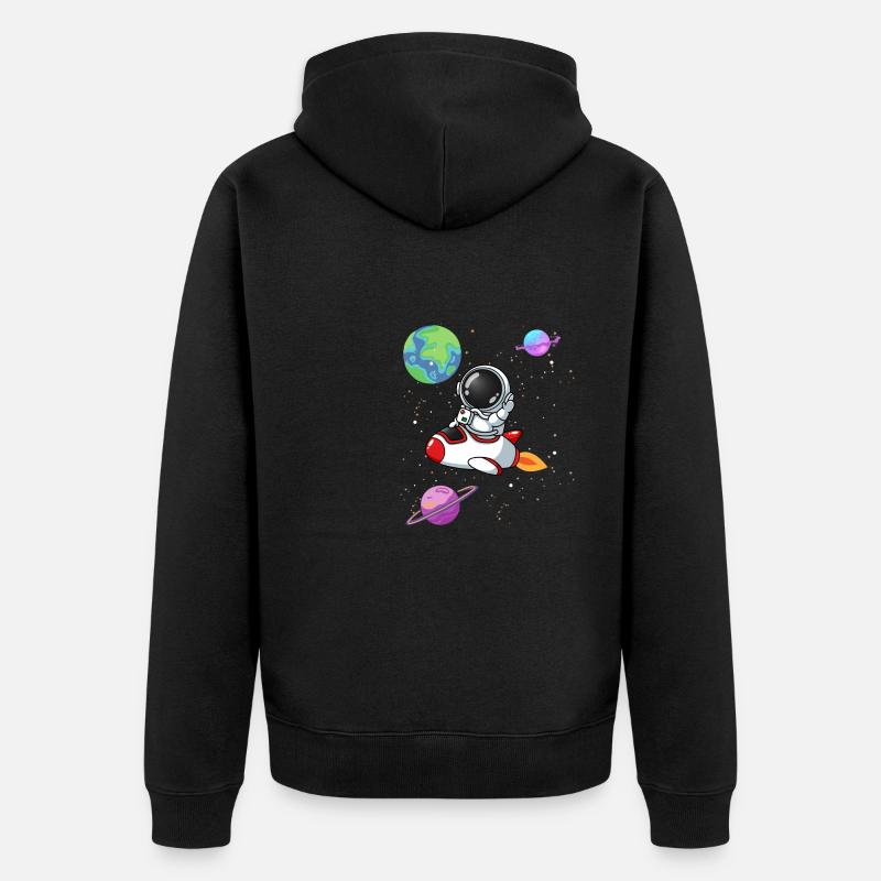 Astronaute Rocket Planet Space Astronomie - Veste à capuche bio Premium Unisexe - noir