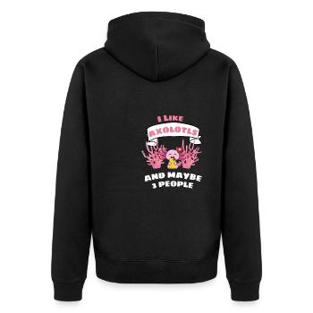 Amphibien Salamander Haustier Lustiges Axolotl - Unisex Premium Bio Zip Hoodie - Schwarz - Hinten - Nico (187cm)