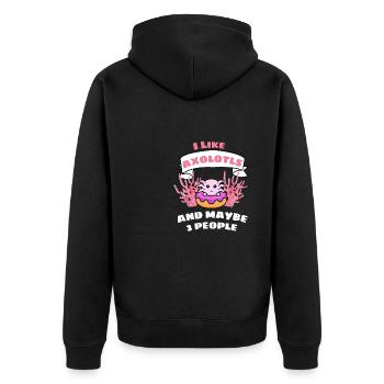 Salamander Tier Lustiges Geschenk Donut Axolotl - Unisex Premium Bio Zip Hoodie - Schwarz - Hinten - Nico (187cm)