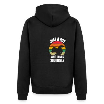 Young Forest Animal Retro Squirrel - Unisex Premium Organic Zip Hoodie - black - Back - Nico (187cm)