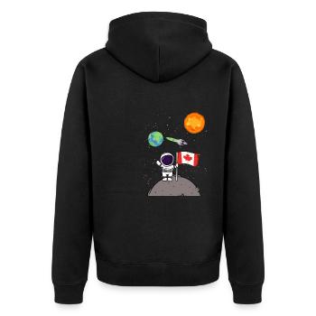 Planet Kanada Flagge Mondlandung Astronaut - Unisex Premium Bio Zip Hoodie - Schwarz - Hinten - Nico (187cm)